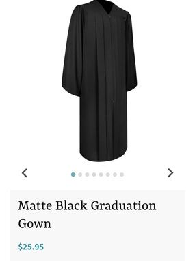 Matte Black Graduation Gown - Classic Academic Robe